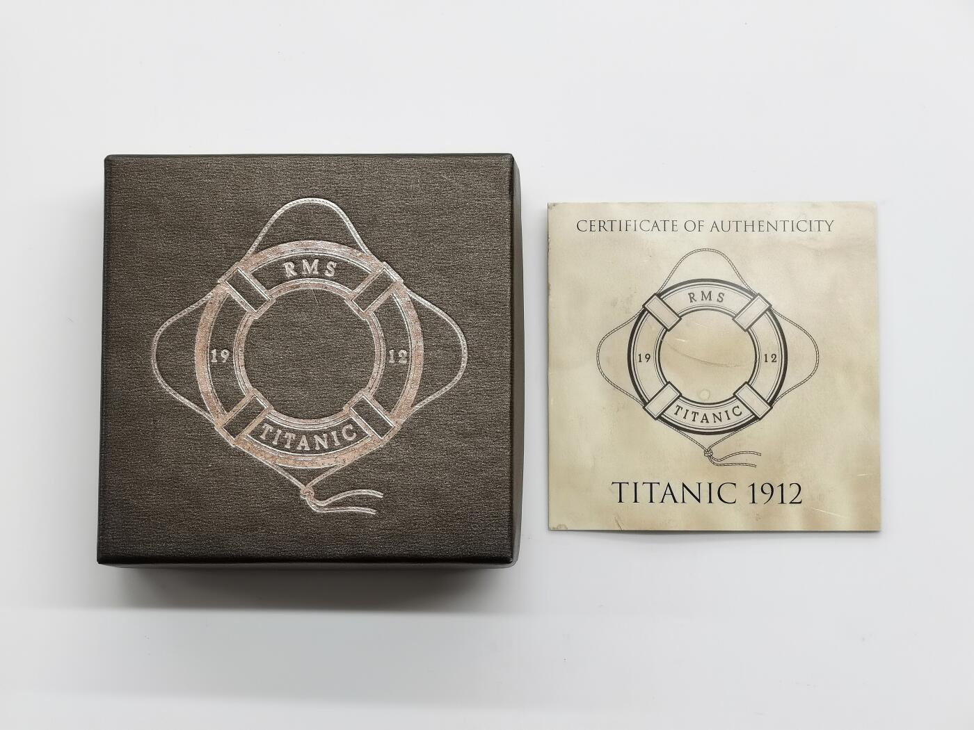 博洋堂世界钱币拍卖第164期（全场包邮） 英属维尔京群岛2012年2元彩色铜币 泰坦尼克号百年（日航） 50mm 发行量：3千 盒证全