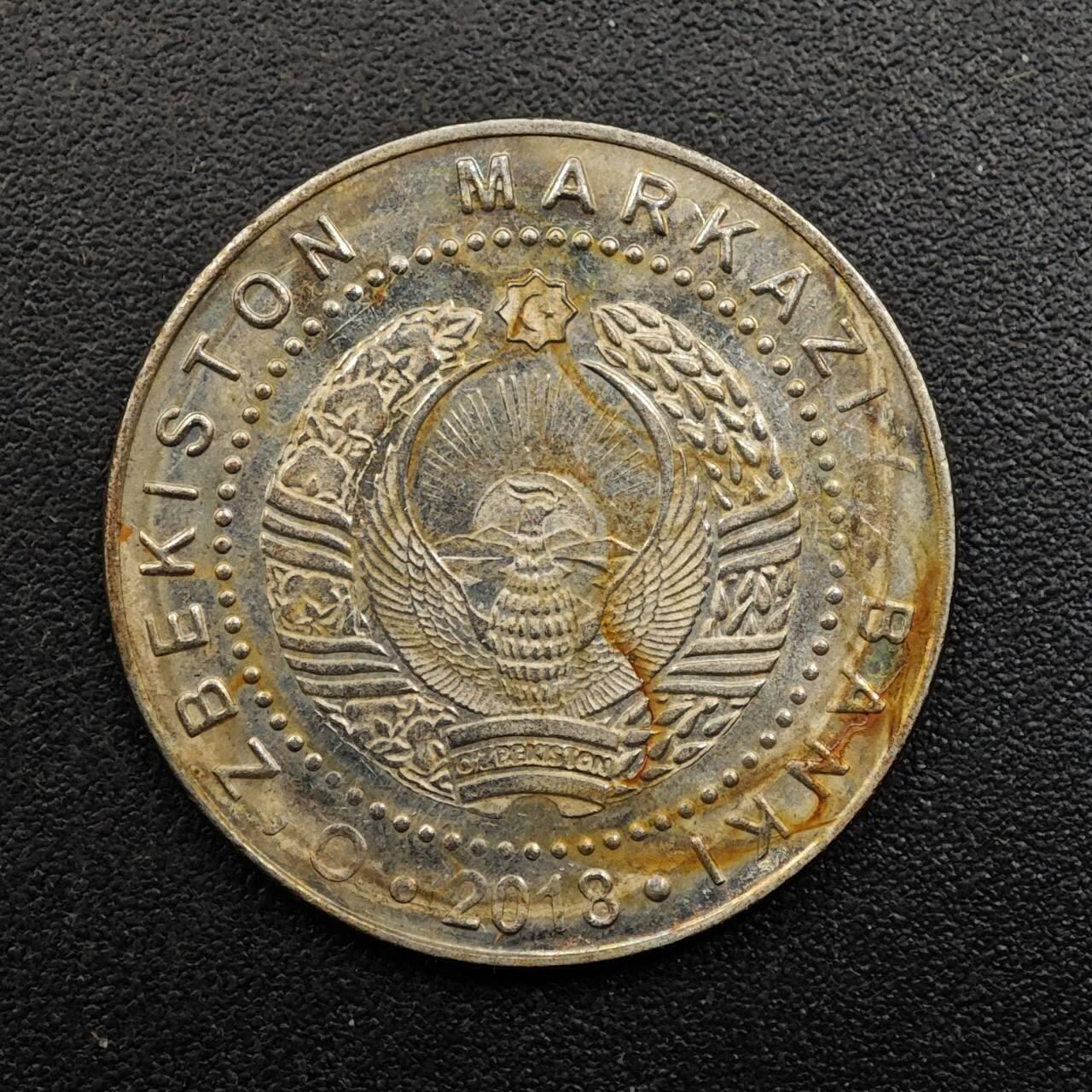 【淘币小摊】实时拍第八百八十拍   散币场    每周一统一发货 乌兹别克斯坦2018年100索姆镍币