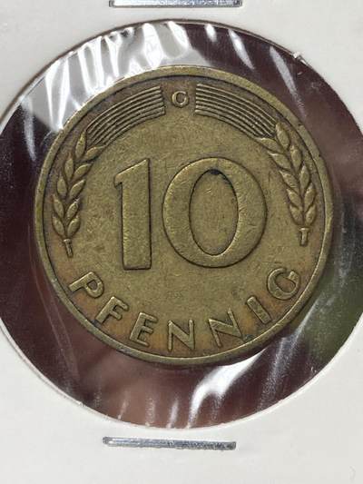 2026年第三十五场(总第二百零四场）外国精品纸夹币场(免佣金) - 德国🇩🇪1949年10芬尼(二战后首套流通硬币，Bank银行版，G标卡尔斯鲁厄造)