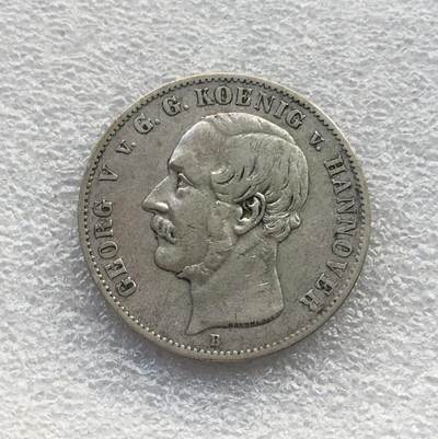 世界钱币专场拍卖 每周二开拍 - 1854年德国汉诺威格奥尔格五世皇冠盾牌版1泰勒银币