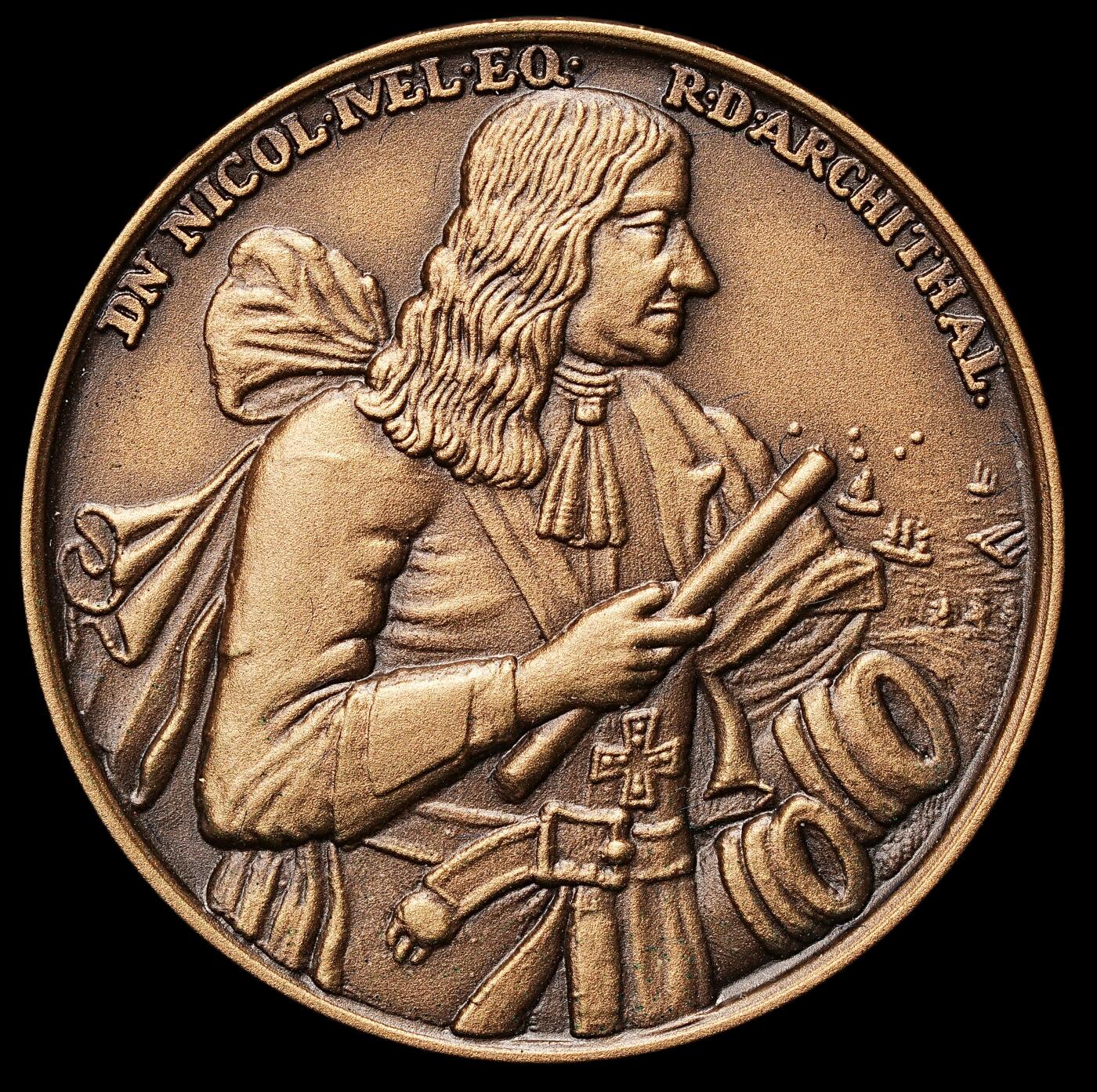 修遠堂世界钱币第107期 丹麦-尼科莱・韦德尔（Nicolai Werdelin）海战纪念铜章（限量版），31.05mm，13.80g