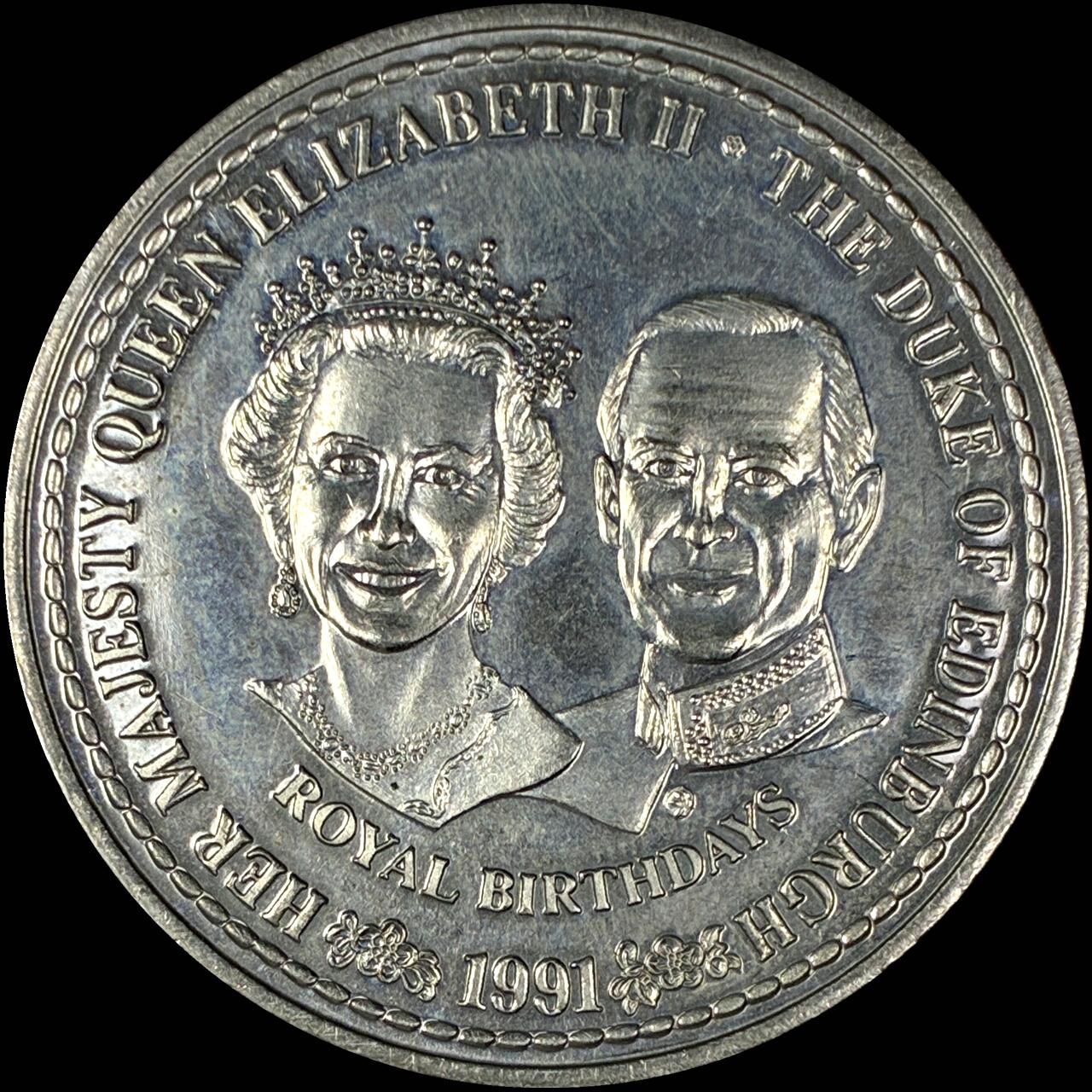 【雨安】【直播拍卖】【第0127期-裸币套币】2026-03-13 周五 19:30 (金价1140, 银价21.50) [现代裸币] Turks and Caicos Islands 特克斯和凯科斯群岛 1克朗 1991年 皇室生日