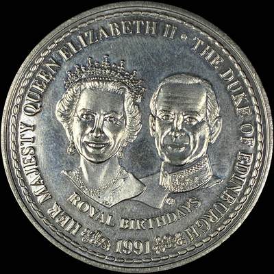 【雨安】【直播拍卖】【第0127期-裸币套币】2026-03-13 周五 19:30 (金价1140, 银价21.50) - [现代裸币] Turks and Caicos Islands 特克斯和凯科斯群岛 1克朗 1991年 皇室生日