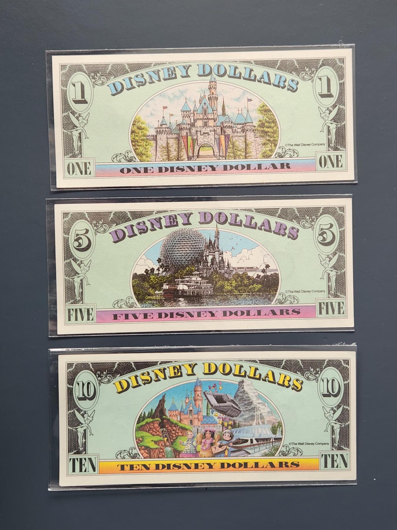 3月14号晚上8点 外国纸币自动截拍第38场 迪士尼1996年1-5-10元 几乎全新