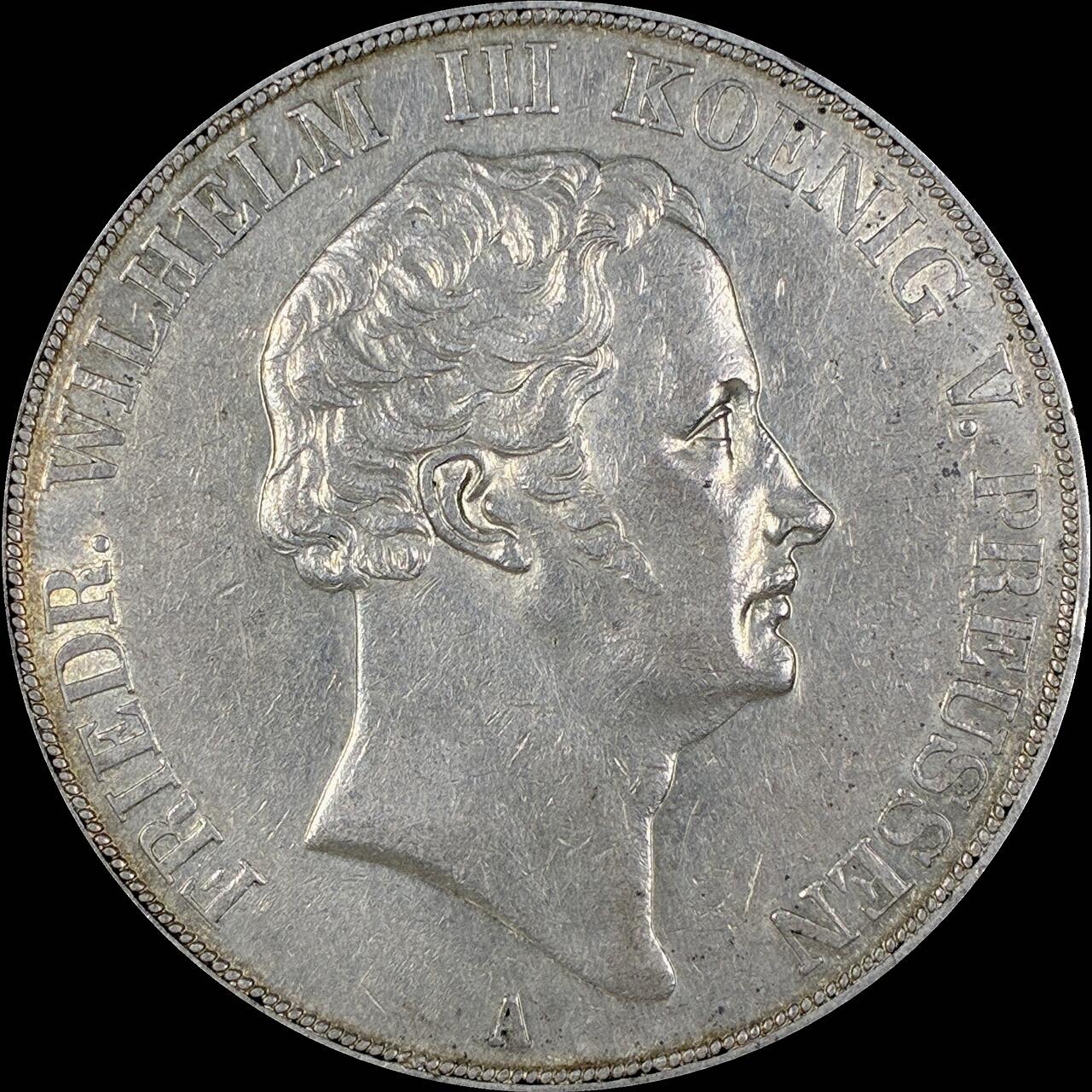 【雨安】【直播拍卖】【第0127期-裸币套币】2026-03-13 周五 19:30 (金价1140, 银价21.50) [裸币德国] Germany 德国 德意志 2泰勒 Prussia普鲁士 Thun.252 KM#0425 腓特烈·威廉三世 1840年