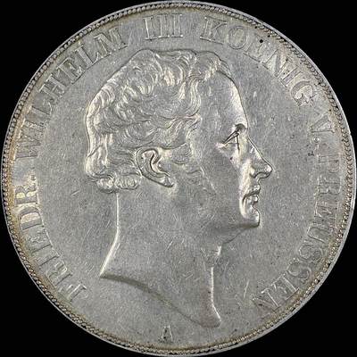 【雨安】【直播拍卖】【第0127期-裸币套币】2026-03-13 周五 19:30 (金价1140, 银价21.50) - [裸币德国] Germany 德国 德意志 2泰勒 Prussia普鲁士 Thun.252 KM#0425 腓特烈·威廉三世 1840年