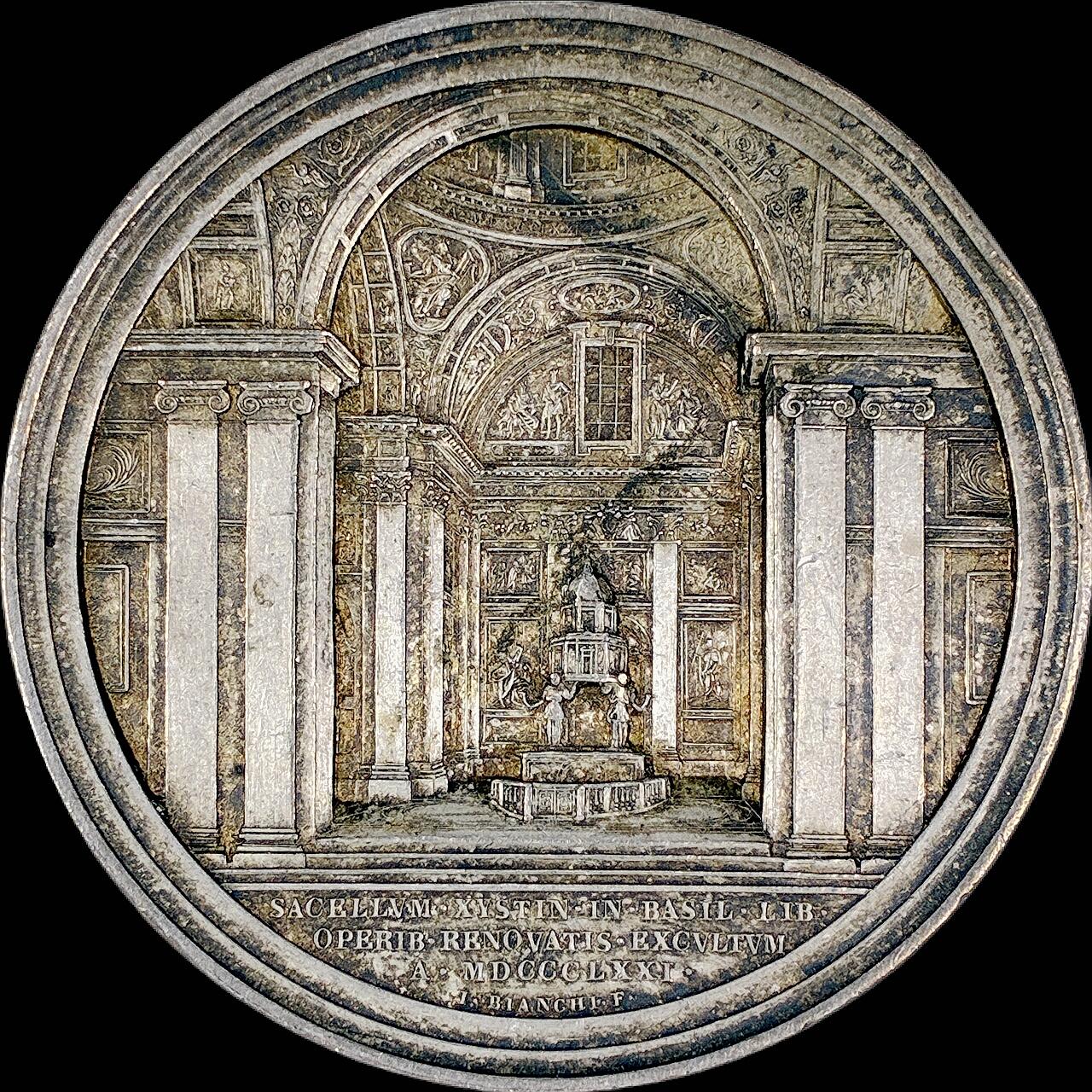 【雨安】【直播拍卖】【第0127期-裸币套币】2026-03-13 周五 19:30 (金价1140, 银价21.50) [徽章奖章] Vatican [章] 梵蒂冈 1871年 庇护九世 银章 背:西斯廷大教堂 33.7克, 45mm