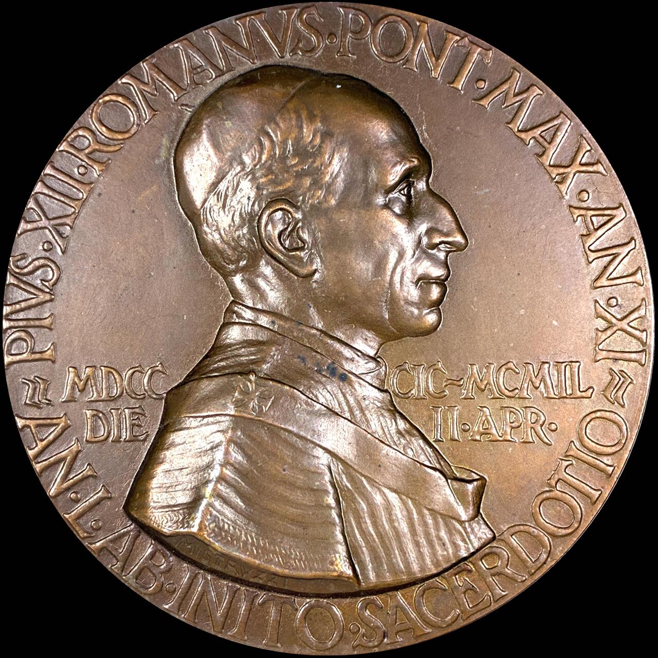 【雨安】【直播拍卖】【第0127期-裸币套币】2026-03-13 周五 19:30 (金价1140, 银价21.50) [徽章奖章] Vatican [章] 梵蒂冈 1951年 庇护十二世 铜章 76克, 60mm