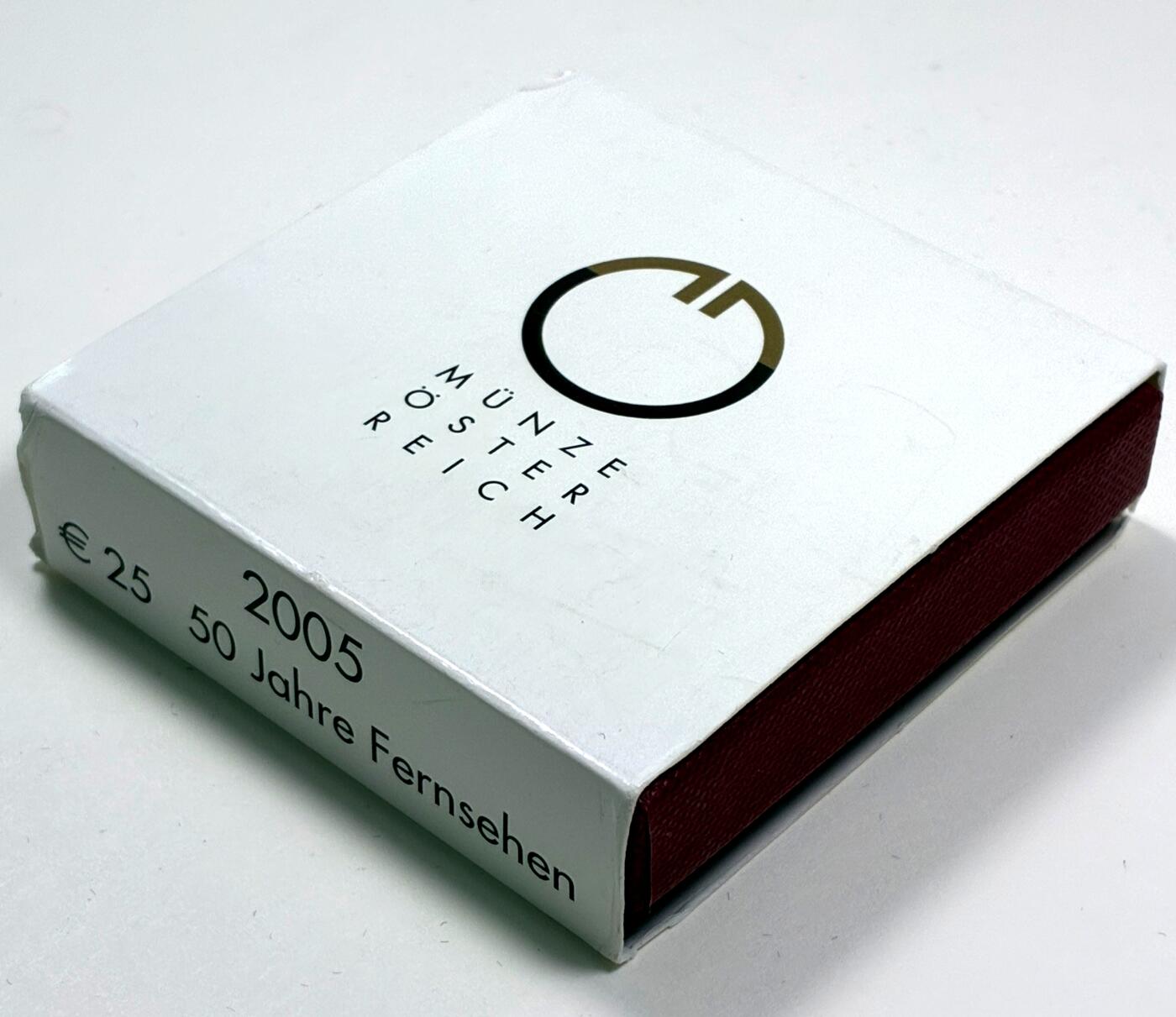 【雨安】【直播拍卖】【第0127期-裸币套币】2026-03-13 周五 19:30 (金价1140, 银价21.50) [现代装帧] Austria 欧元 奥地利 25欧元 2005年 电视技术发展50年 铌芯银币