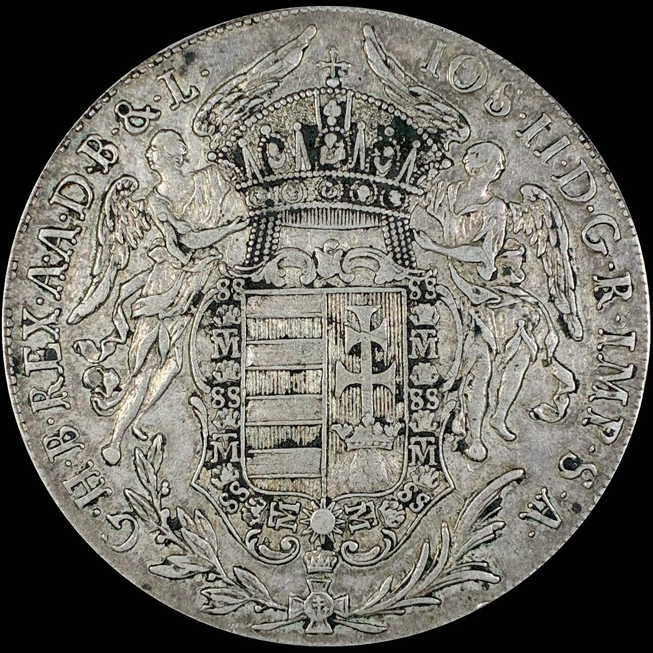 【雨安】【直播拍卖】【第0127期-裸币套币】2026-03-13 周五 19:30 (金价1140, 银价21.50) [裸币各国] Hungary 匈牙利 1泰勒 KM#0395 (1781-1785) 特蕾西娅.圣母抱婴 1782年