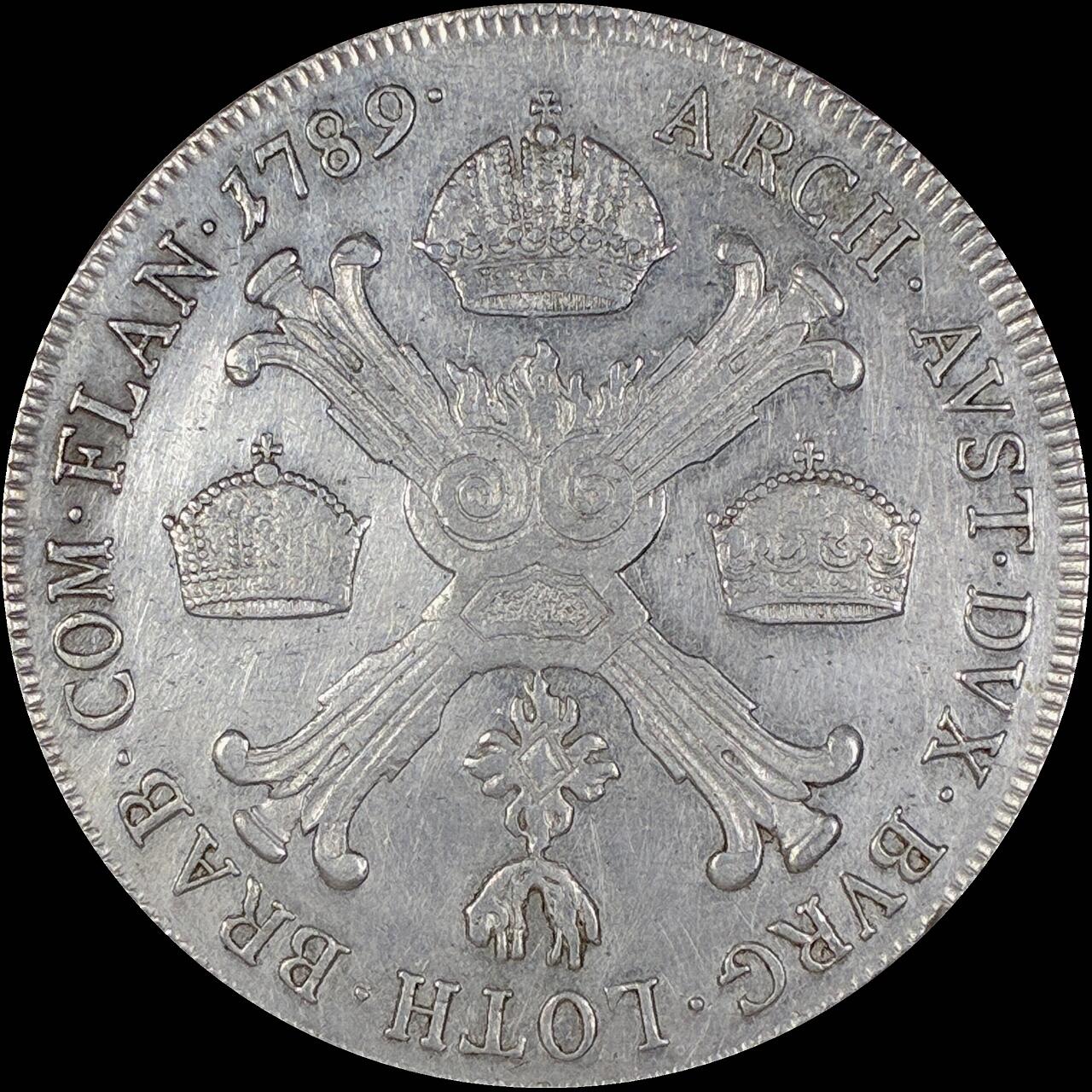 【雨安】【直播拍卖】【第0127期-裸币套币】2026-03-13 周五 19:30 (金价1140, 银价21.50) [裸币各国] Austria 奥属荷兰 1/2泰勒 KM#0034 (1784-1790) 约瑟夫二世 1789年