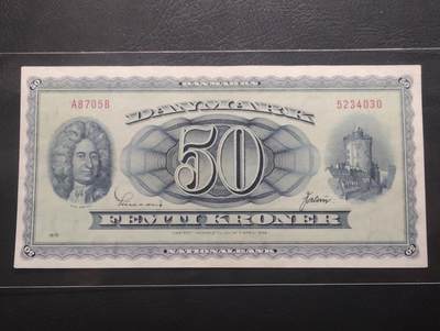 2026三月第二期，总219期 - 丹麦1970年50克朗UNC-有针孔 天文学家罗默 少见中高面值品种