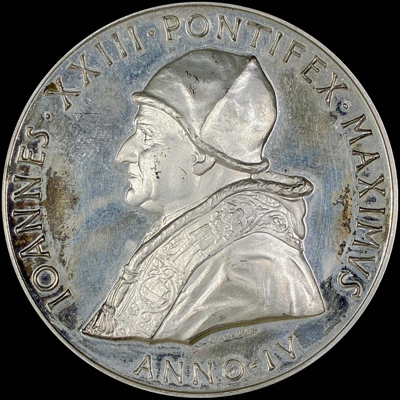 【雨安】【直播拍卖】【第0127期-裸币套币】2026-03-13 周五 19:30 (金价1140, 银价21.50) [徽章奖章] Vatican [章] 梵蒂冈 1962年 若望二十三世 银章 38.9克, 44mm