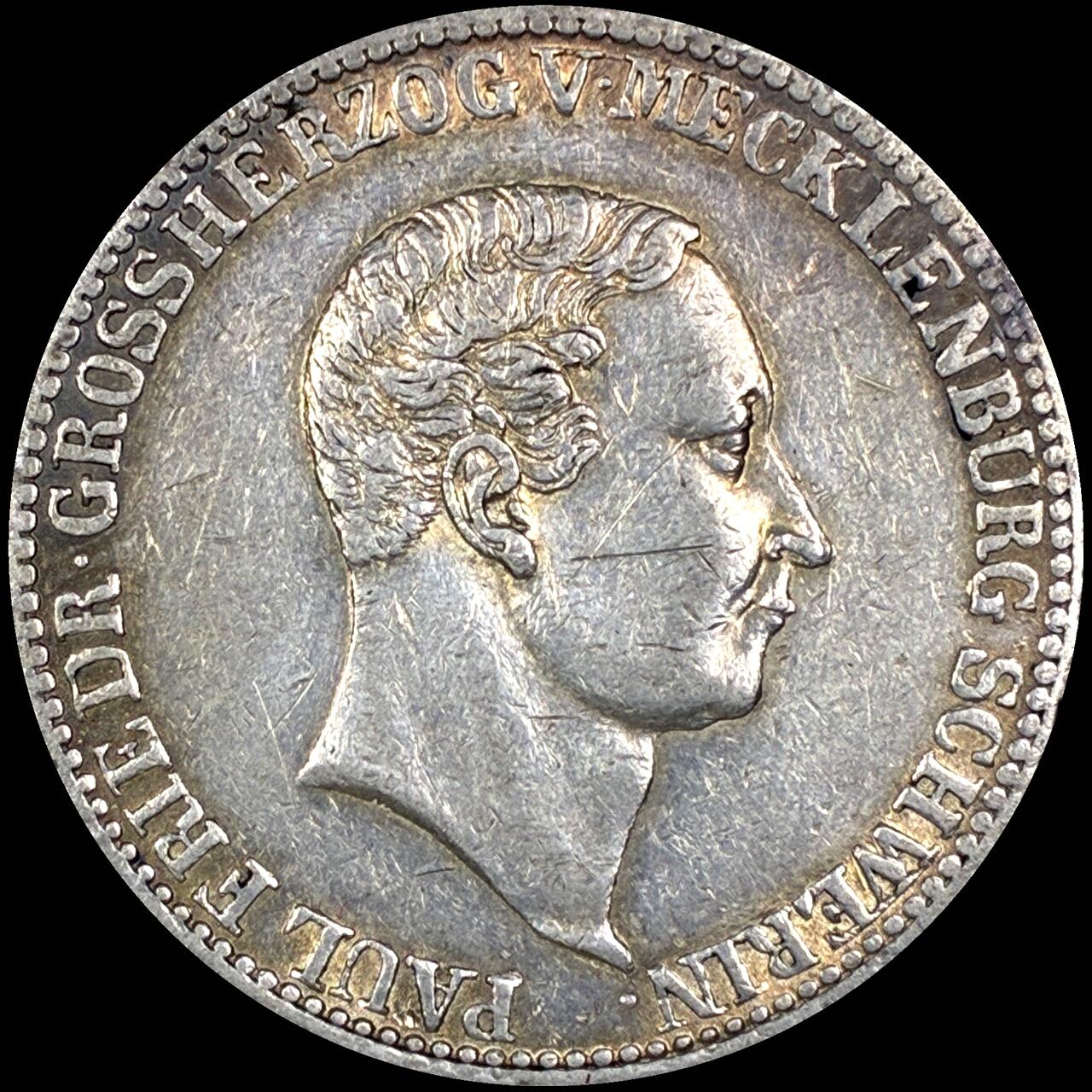 【雨安】【直播拍卖】【第0127期-裸币套币】2026-03-13 周五 19:30 (金价1140, 银价21.50) [裸币德国] Germany 德国 德意志 2/3泰勒 Mecklenburg-Schwerin梅克伦堡-什未林 KM#0288 (1839-1841) 1840年