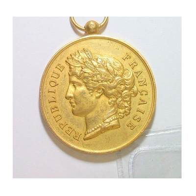 法国1900年前后 谷物女神头像高浮雕精制大镀金章 光边 40MM - 法国1900年前后 谷物女神头像高浮雕精制大镀金章 光边 40MM