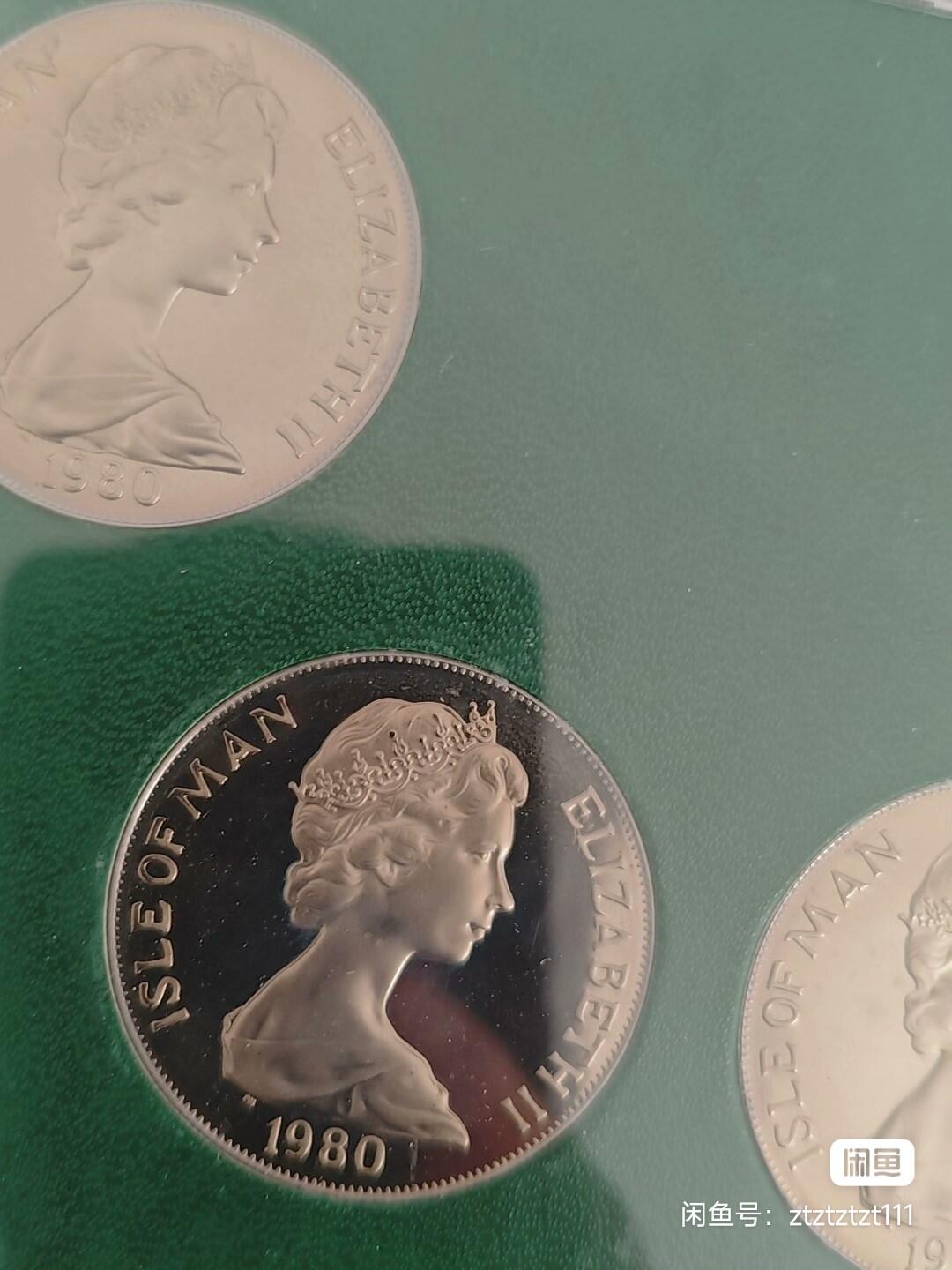 1980年马恩岛奥运会精制纪念币，面值1克朗，镜面工艺，带原盒。