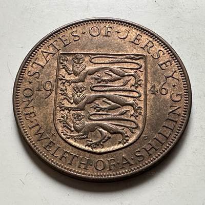 🌹外币初藏🌹🐯2026年第28场   每周二四六晚8️⃣点 接代拍 - 泽西岛乔治六世1946年1/12先令铜币