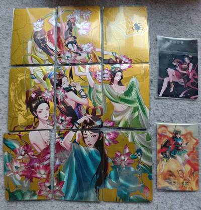 戴老五虎✘权五虎！！龙虎卡牌-七八场（满200元包邮，无佣金，每周六结拍，欢迎送拍） - 粗闪9拼 蜘蛛精沐浴+2张亚克力特卡 (轻微白边 老卡)