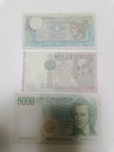 【20260316】非全新纸币和硬币第345场 - 意大利3张纸币，有裂缝