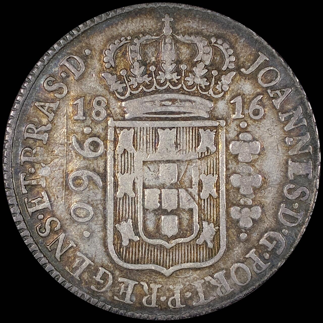 【雨安】【直播拍卖】【第0127期-裸币套币】2026-03-13 周五 19:30 (金价1140, 银价21.50) [裸币各国] Brazil 巴西 Colony 960瑞斯 KM#307 (1810-1818) 1816年