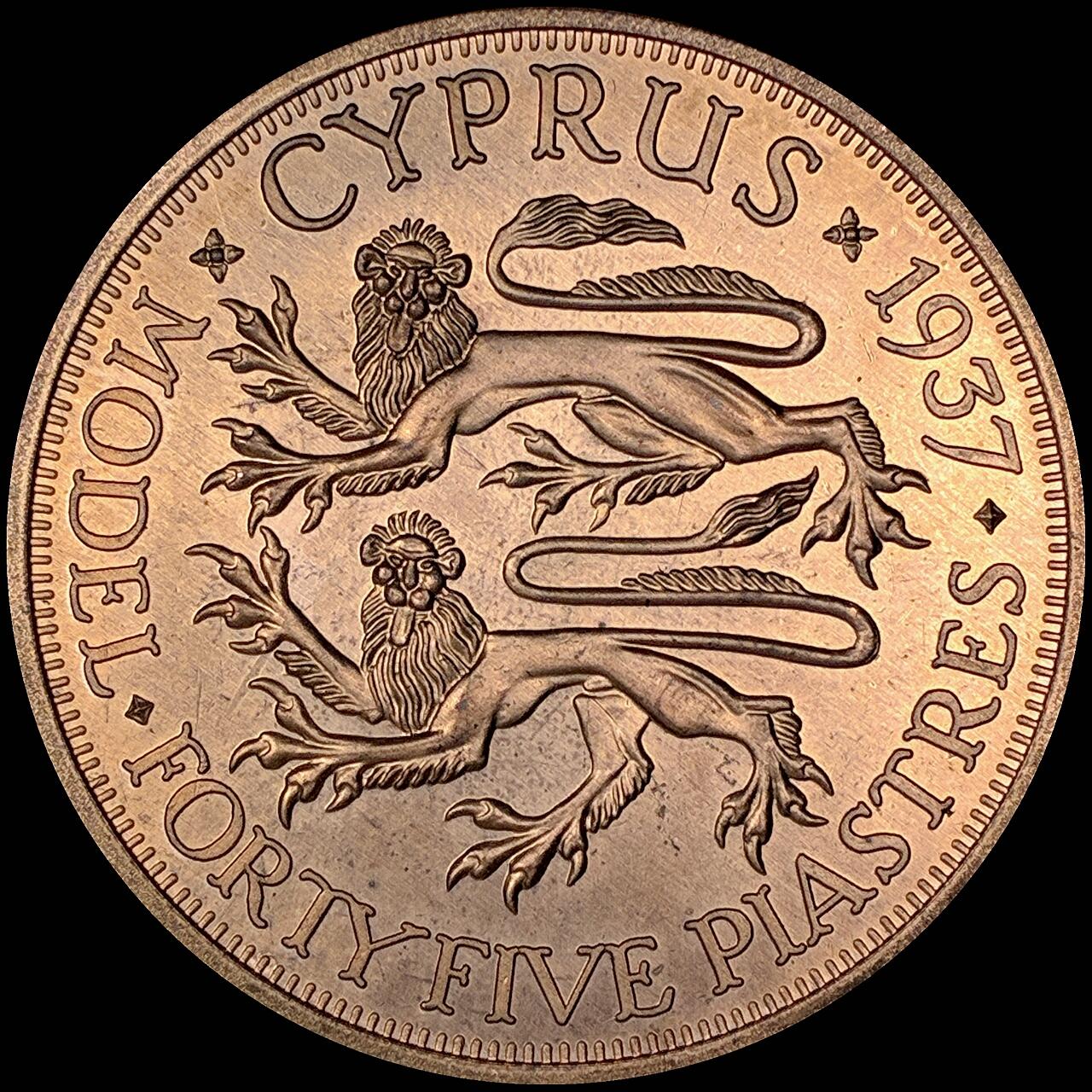 【雨安】【直播拍卖】【第0127期-裸币套币】2026-03-13 周五 19:30 (金价1140, 银价21.50) [裸币各国] Cyprus 塞浦路斯 45皮阿斯特 1937年 爱德华八世