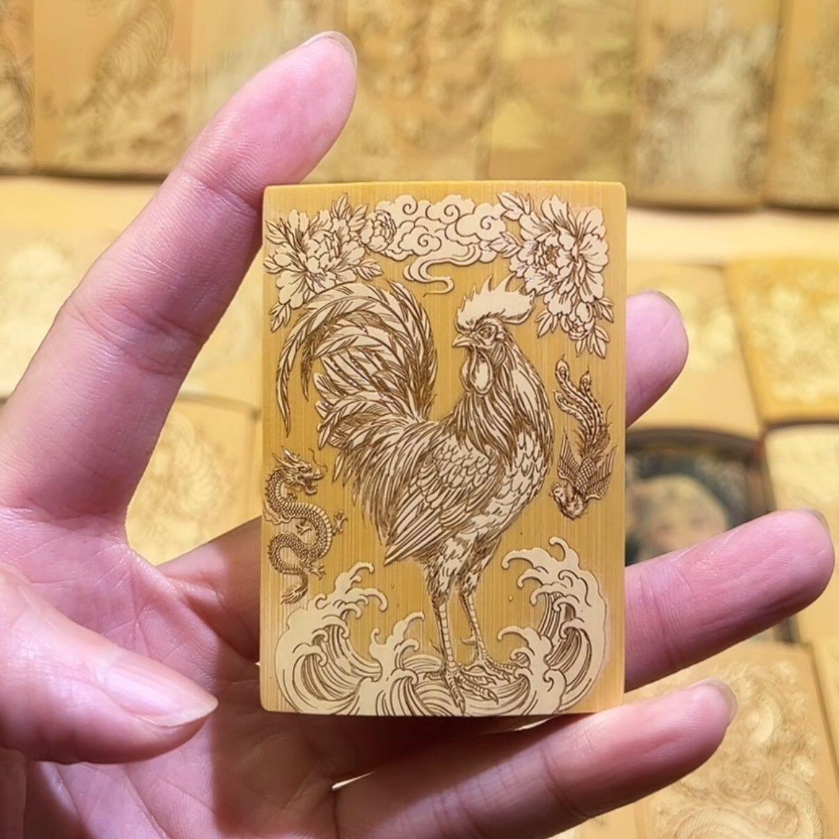 听雨轩（75）竹牌专场 留青工艺竹牌手把件4*6cm 大吉大利