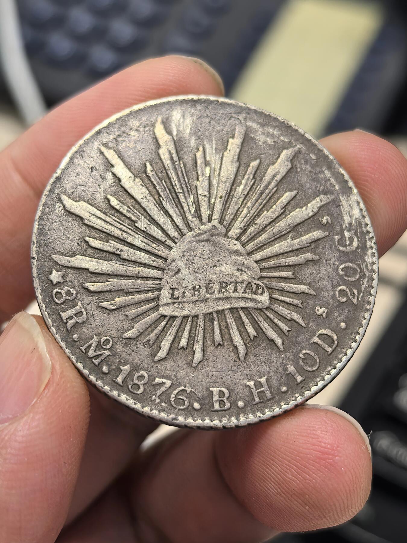 博洋堂世界钱币拍卖第164期（全场包邮） 墨西哥1876年MO BH版花边鹰洋，无戳，老黑彩，漂亮品相