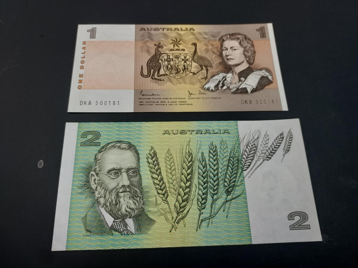 博彦收藏  AM 3月21日 8点钱币专场 全场包邮 澳洲旧版1元（UNC 95品）、2元（85品）