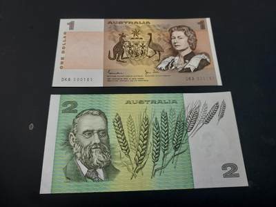博彦收藏  AM 3月21日 8点钱币专场 全场包邮 - 澳洲旧版1元（UNC 95品）、2元（85品）