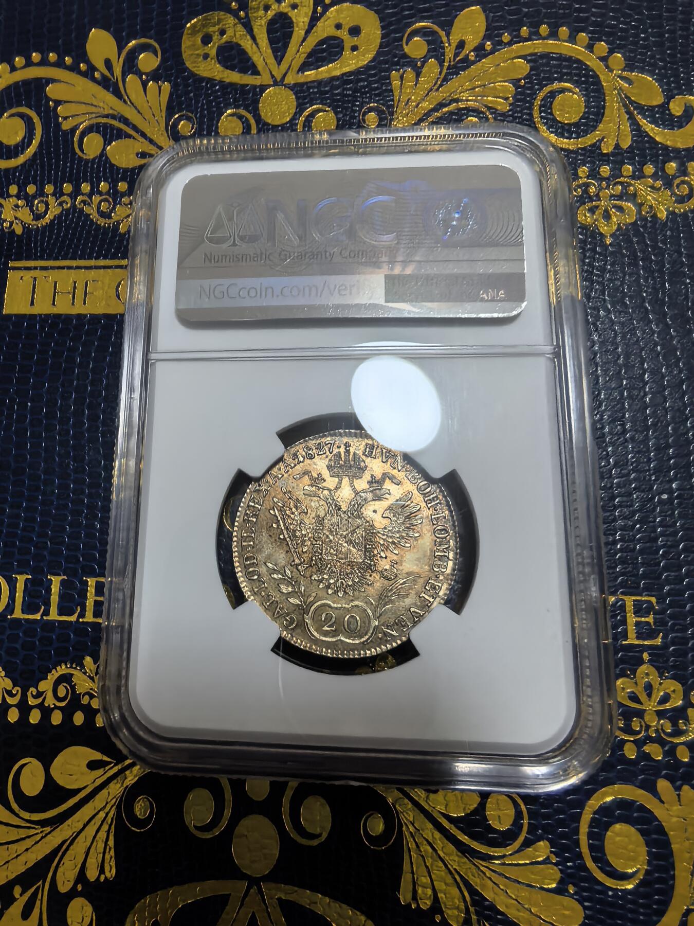 长老汇马年精选第九场拍卖 1827奥地利20克洛泽银币，NGC UNC