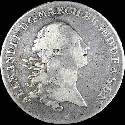 【雨安】【直播拍卖】【第0127期-裸币套币】2026-03-13 周五 19:30 (金价1140, 银价21.50) - [裸币德国] Germany 德国 德意志 1泰勒 Brandenburg-Ansbach勃兰登堡-安斯巴赫 KM#0248.1 1769年G//S-WK