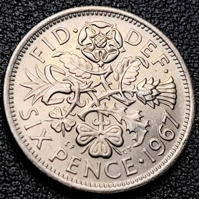 泉币菌-第209场-拍品多 请提前出价 - 原光极美 1967年 英国6便士硬币 爱情幸运币 19.3mm 