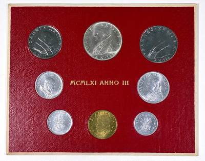 【雨安】【直播拍卖】【第0127期-裸币套币】2026-03-13 周五 19:30 (金价1140, 银价21.50) - [现代套币] Vatican 梵蒂冈 套币 1961年