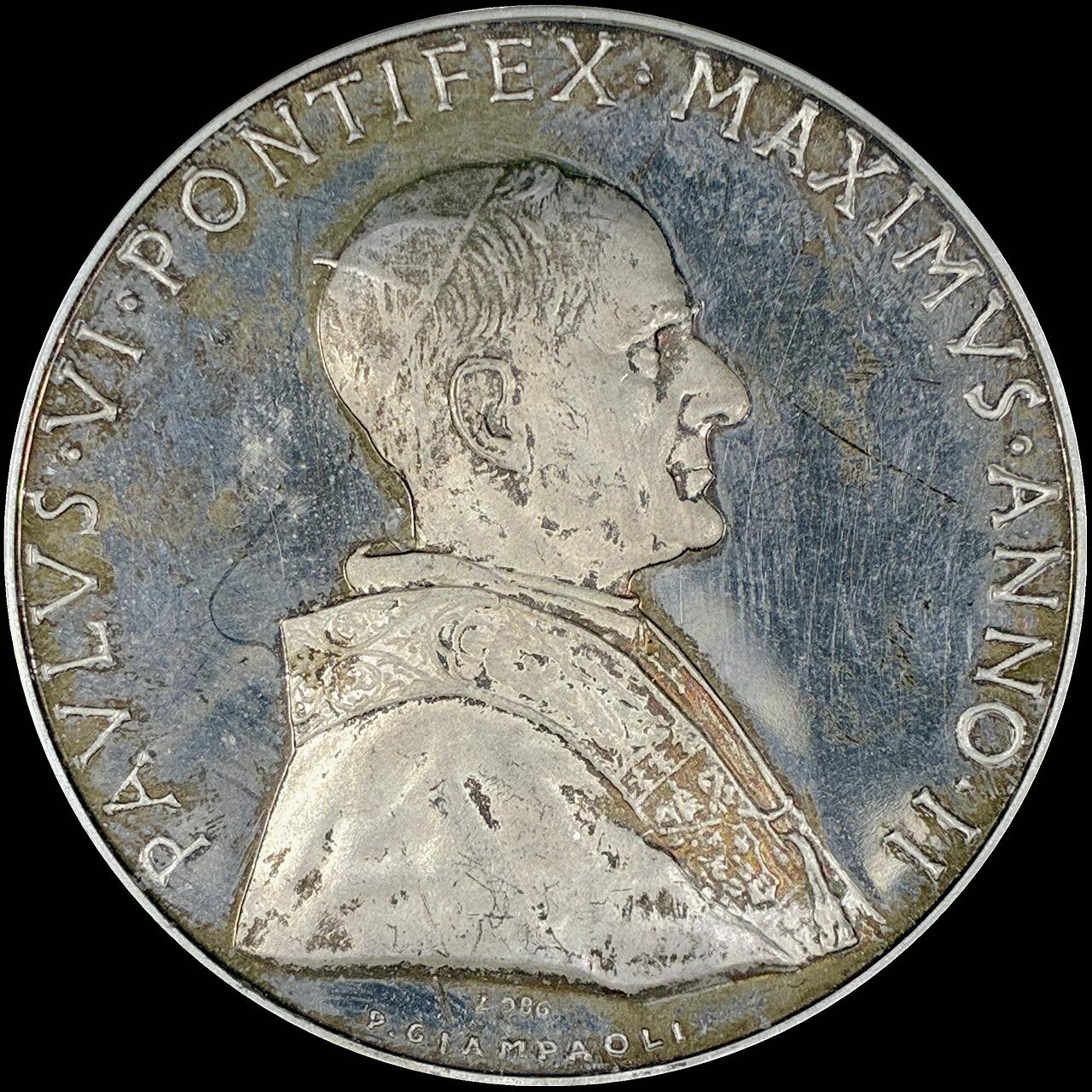 【雨安】【直播拍卖】【第0127期-裸币套币】2026-03-13 周五 19:30 (金价1140, 银价21.50) [徽章奖章] Vatican [章] 梵蒂冈 1964年 保罗六世 银章 38.6克, 44mm