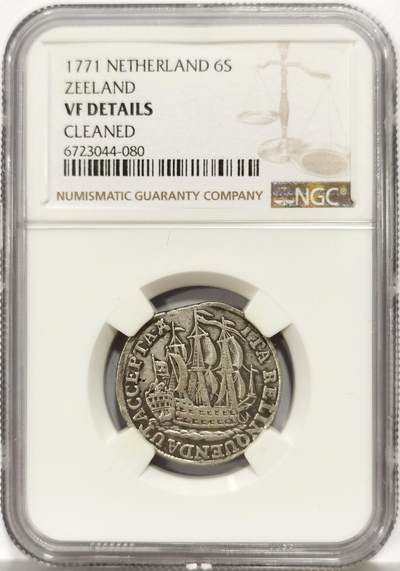 博洋堂世界钱币拍卖第165期（全场包邮） - NGC VF 荷兰泽兰省1771年6S帆船银币
