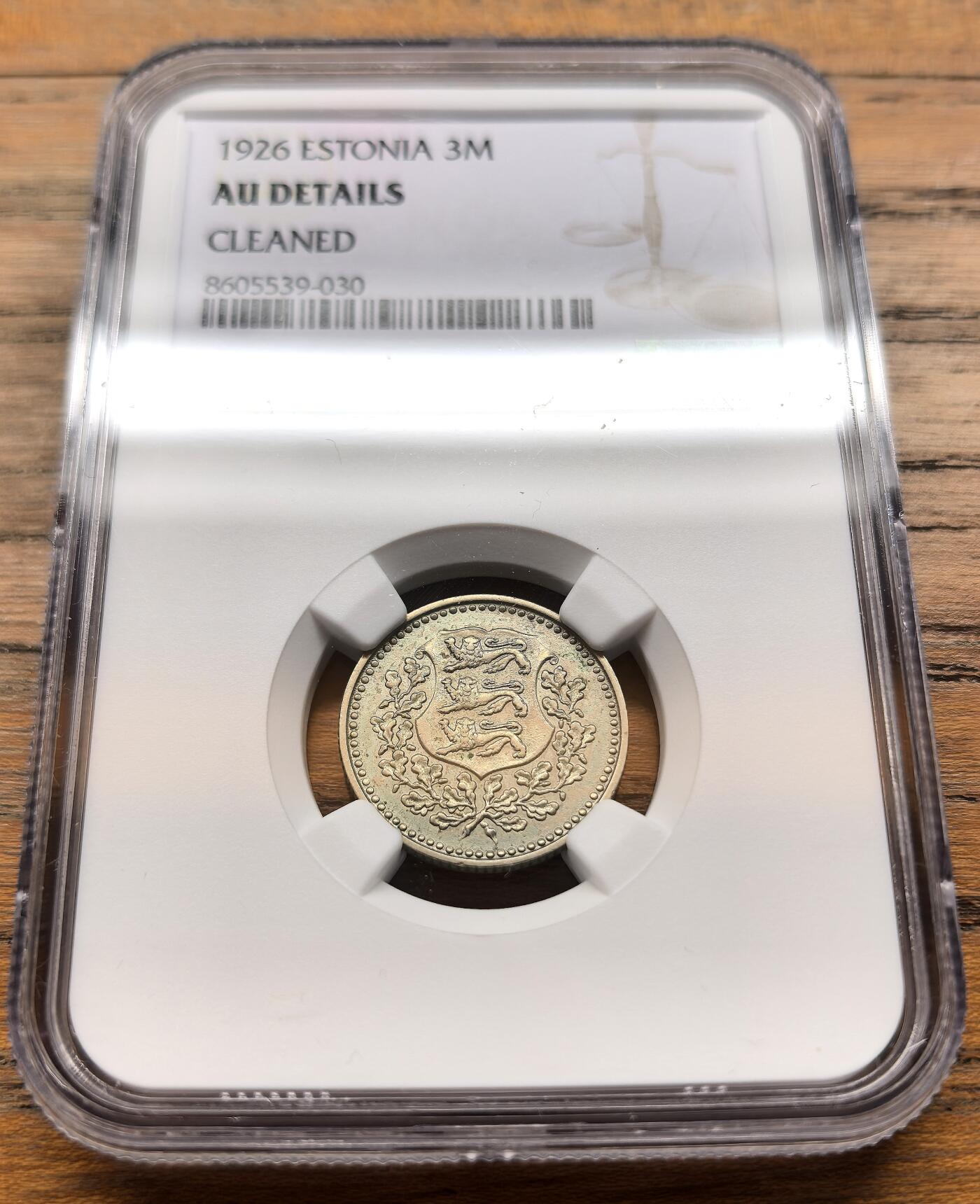 凡希社世界钱币微拍第三百二十一期 1926爱沙尼亚3马克NGC-UNCD