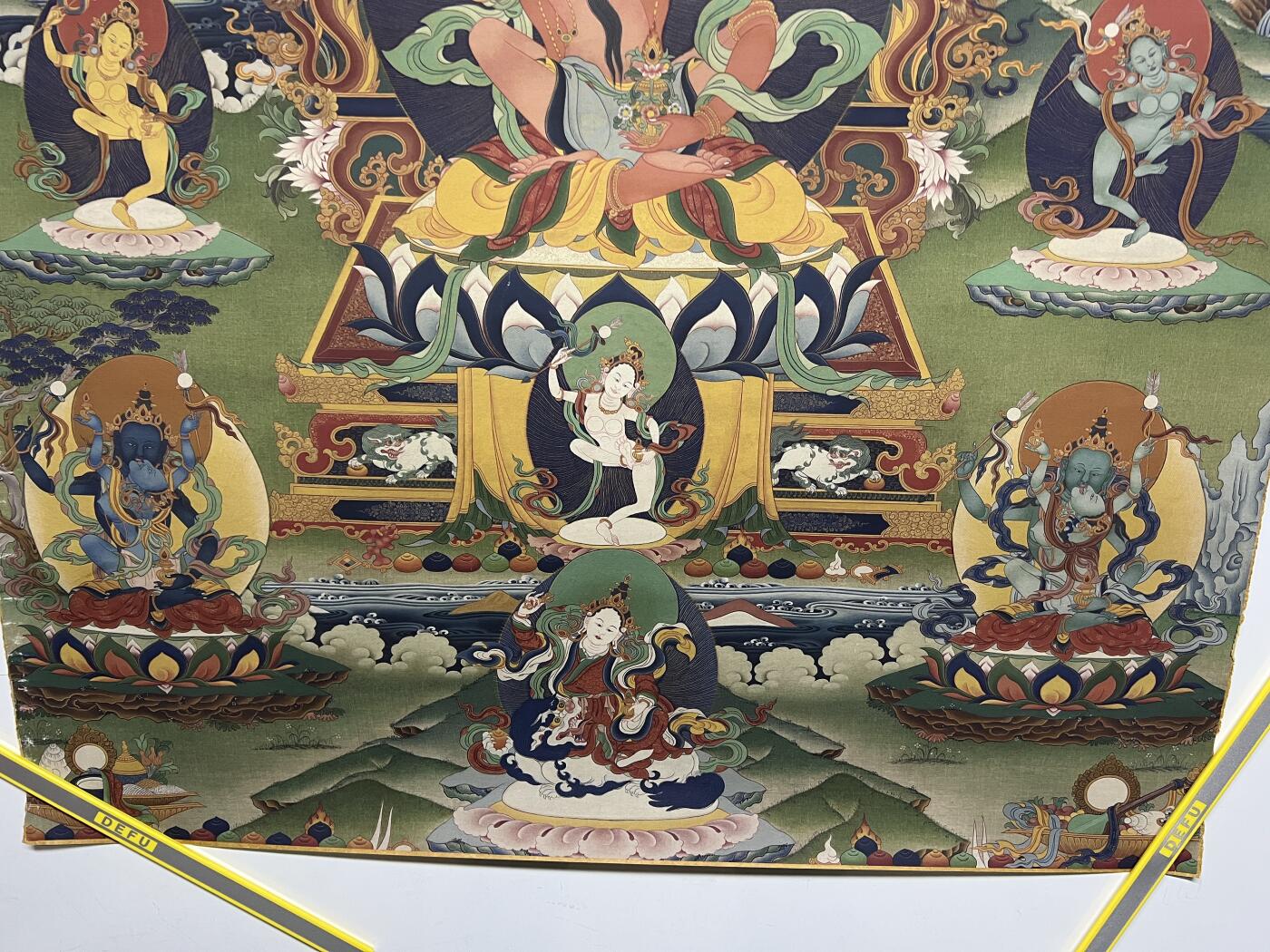 零元拍：唐卡装饰艺术复制画 （非原画）做旧工艺 名稱：遍空長壽佛 尺寸：90✖️65