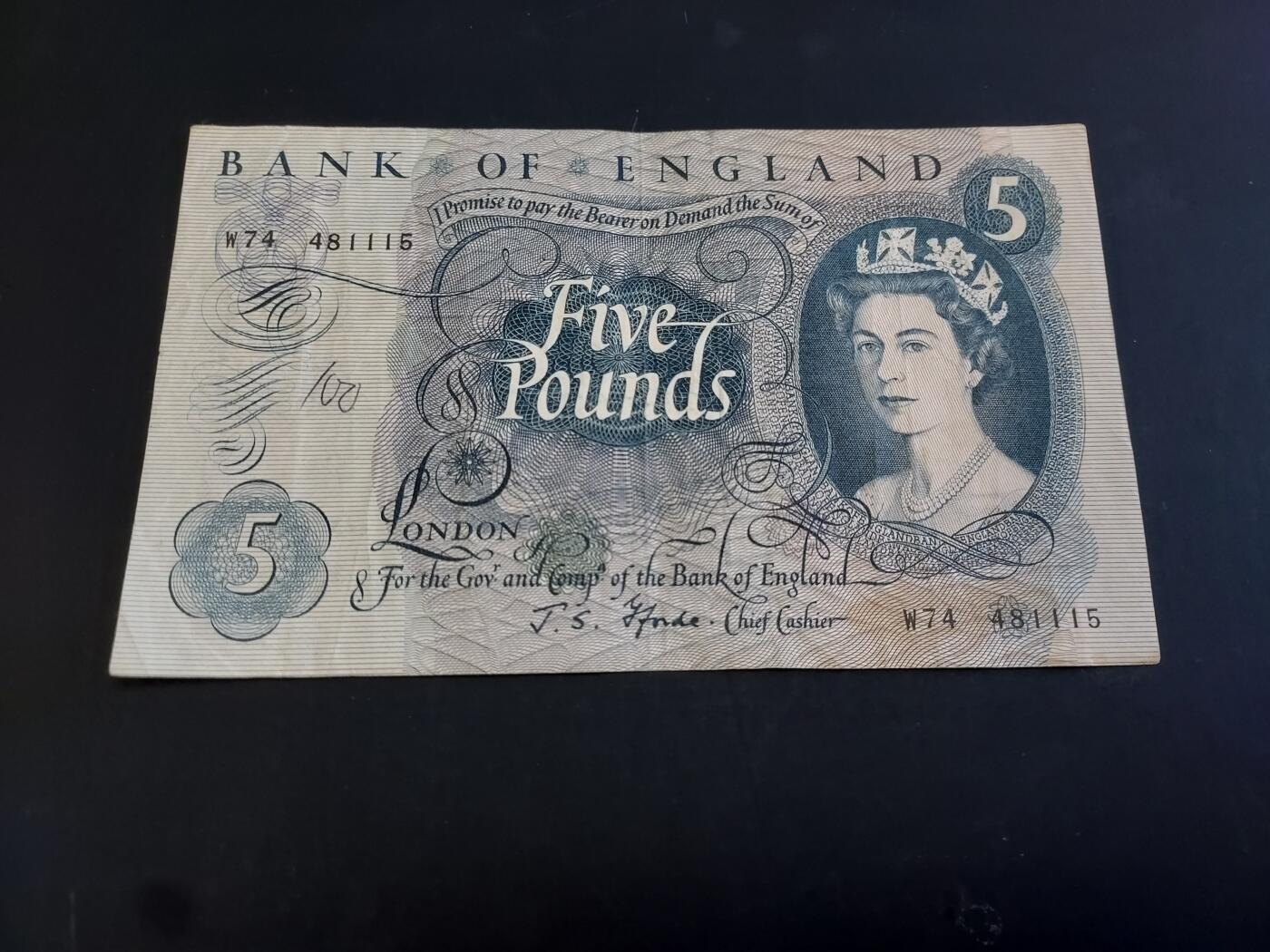 博彦收藏  AM 3月21日 8点钱币专场 全场包邮 英国旧版5镑 流通品 有字迹