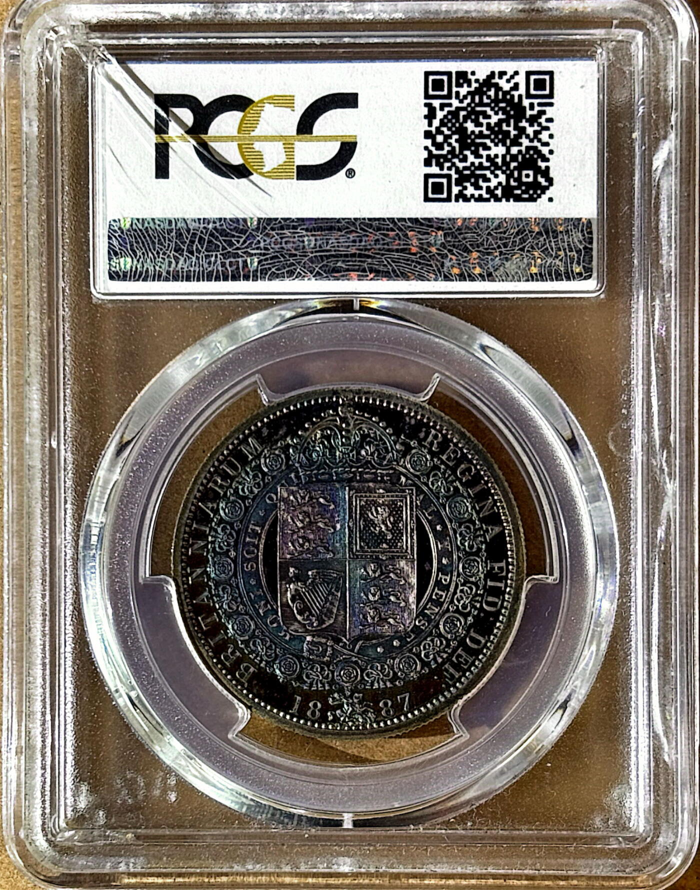 【Blue Auction】✨世界纸币精拍800期盛典——白金之夜🔥🔥🔥 G-英国 维多利亚女王 1887年精制高冠 半克朗 出自发行量仅有1084套的精制套币 英国最强盛时期的顶级工艺高浮雕喷砂质感 深度镜面底板被原盒天鹅绒靛蓝彩完全包覆盖 PCGS PR65CAM  