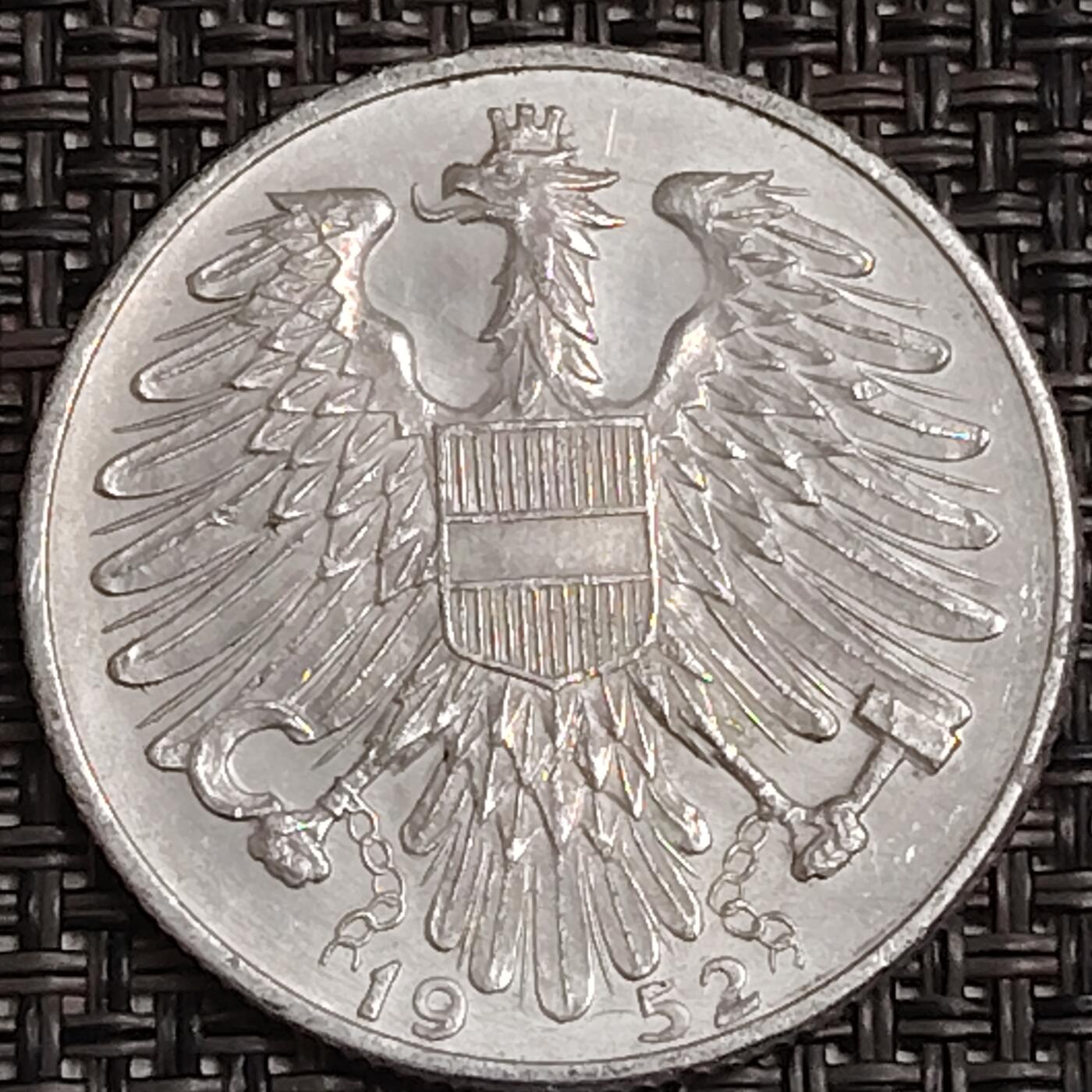 布加迪🐬～世界钱币(上海)🌾第 282 期 /  各国套币和散币 奥地利🇦🇹 1952年 5先令铝币