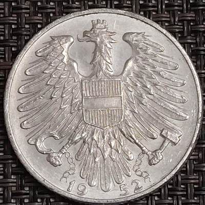 布加迪🐬～世界钱币(上海)🌾第 281 期 /  各国套币和散币 - 奥地利🇦🇹 1952年 5先令铝币