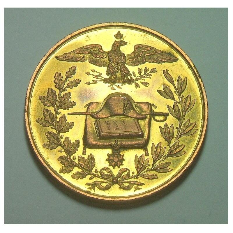 【艺术】法国艺术大章1869年 拿破仑诞辰百年 高浮雕精制大镀金章 50MM
