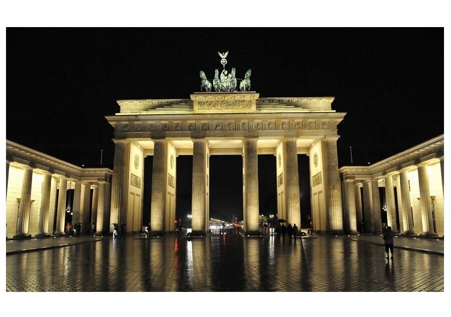 德国1967年国父阿登纳+勃兰登堡门 高浮雕精制大镀银章 40MM