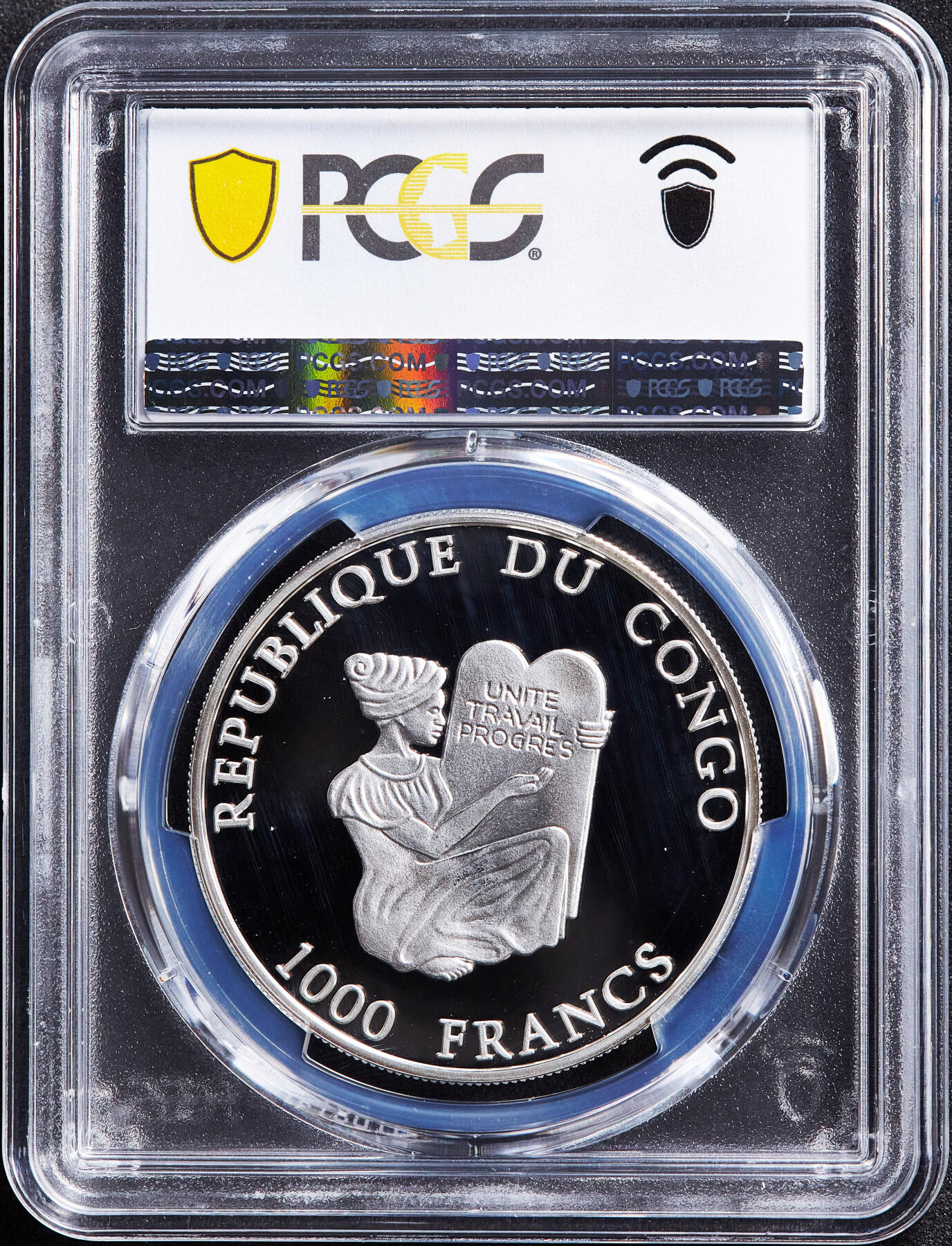 【俄甄集藏】2026年(049)03-18星期三 晚 19:30 全场包邮 刚果（布）2007年野生动物系列-倭黑猩猩1000法郎精制银币，PCGS PR69DC，重20克，999银，稀少品种