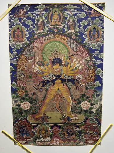 零元拍：唐卡装饰艺术复制画 （非原画）做旧工艺 名稱：石輪金剛 尺寸90✖️60 - 零元拍：唐卡装饰艺术复制画 （非原画）做旧工艺 名稱：石輪金剛 尺寸90✖️60