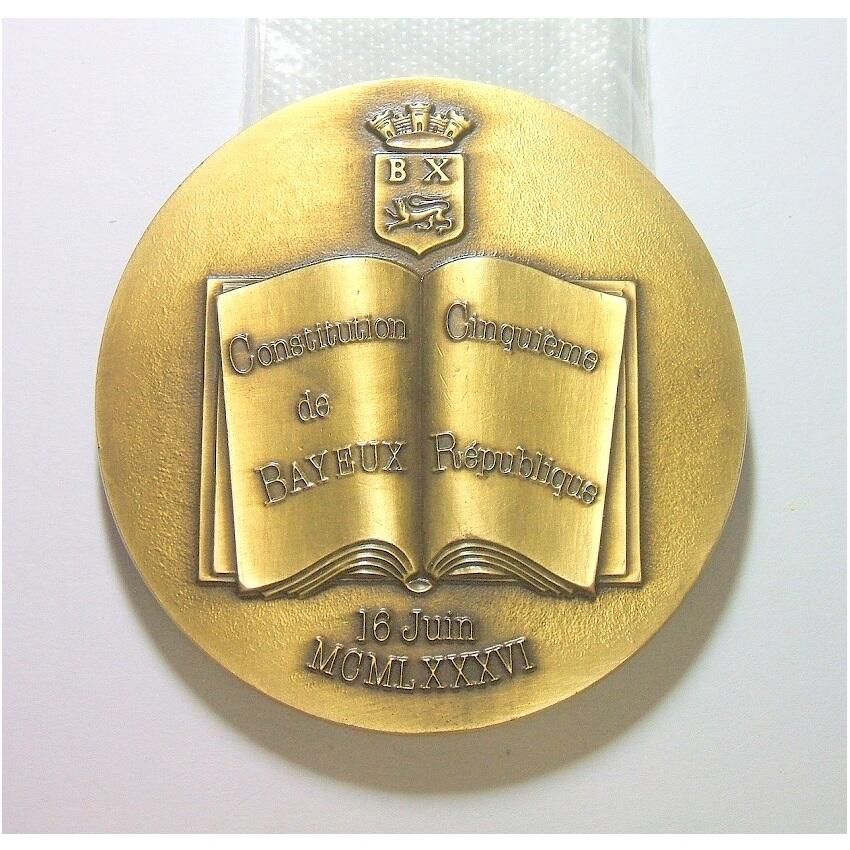 【艺术】法国艺术大章 1946年戴高乐将军贝叶演讲 高浮雕精制超大铜章 72MM 165克