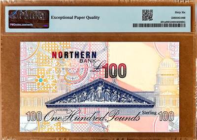 【Blue Auction】✨世界纸币精拍800期盛典——白金之夜🔥🔥🔥 N-【无47】北爱尔兰 1999年100镑 PMG66EPQ 詹姆斯·马丁爵士 贝尔法斯特市政厅