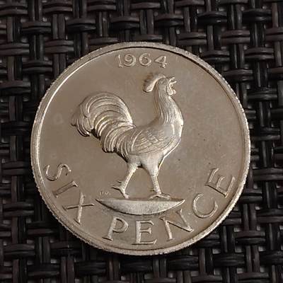 布加迪🐬～世界钱币(上海)🌾第 281 期 /  各国套币和散币 - 马拉维🇲🇼 1964年 6便士 原光品相