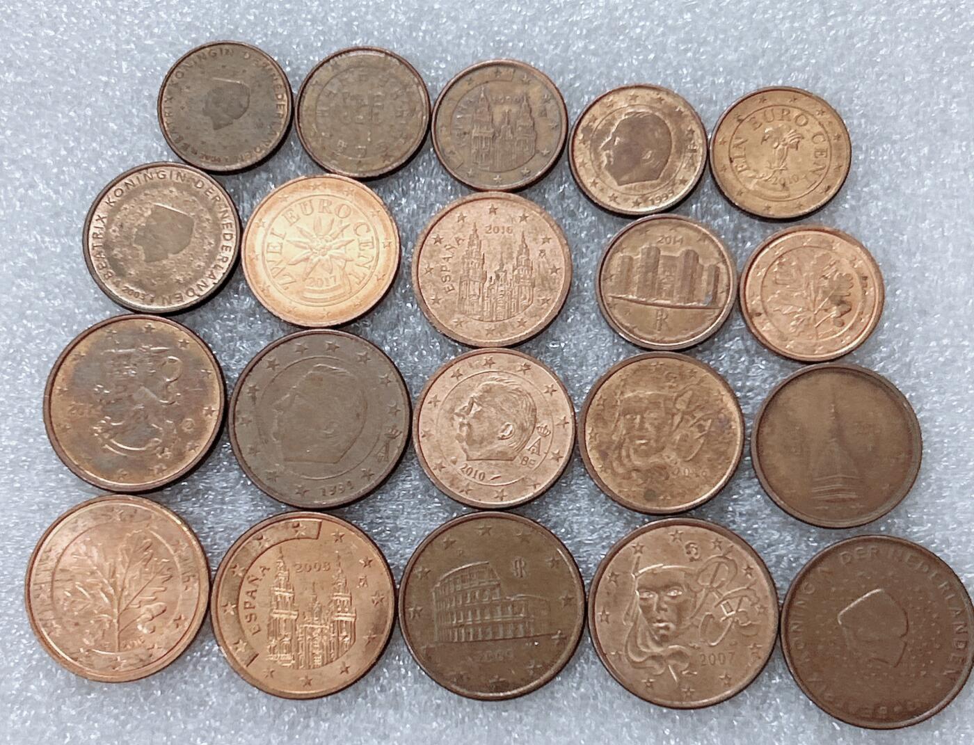 第一海外回流一元起拍收藏 散集专场  第302期 欧盟1.2.5欧分硬币 20枚 无重复