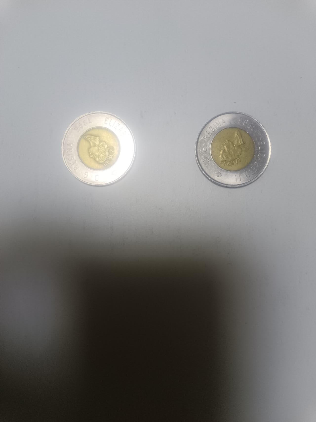 【20260317】非全新纸币和硬币第346场 加拿大2加元2枚硬币，汇率价约为20元